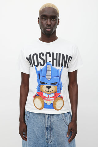 Moschino White & Multicolour Graphic T-Shirt