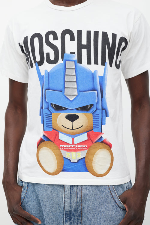Moschino White & Multicolour Graphic T-Shirt