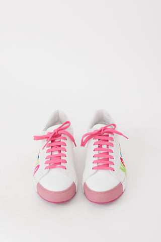 Moschino White & Multicolour Logo Low Top Sneaker
