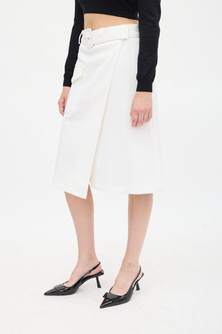 Moschino White Pique Wrap Skirt