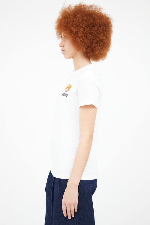 Moschino Teen White Bear Logo T-Shirt