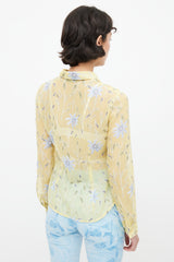 Moschino Yellow & Blue Floral Sheer Shirt