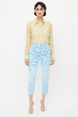Moschino Yellow & Blue Floral Sheer Shirt