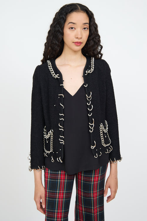 Moschino Black Chain Piercing Blazer