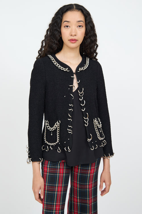 Moschino Black Chain Piercing Blazer