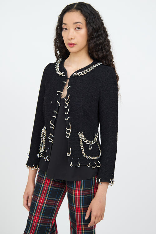 Moschino Black Chain Piercing Blazer