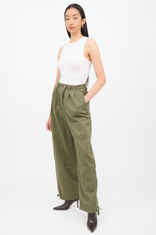 Moussy Vintage Green Cargo Drawstring Pant