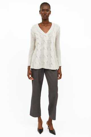 VSP Archive Grey Cable Knit Top