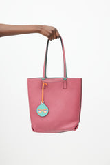 Moynat Green & Pink Reversible Leather Tote