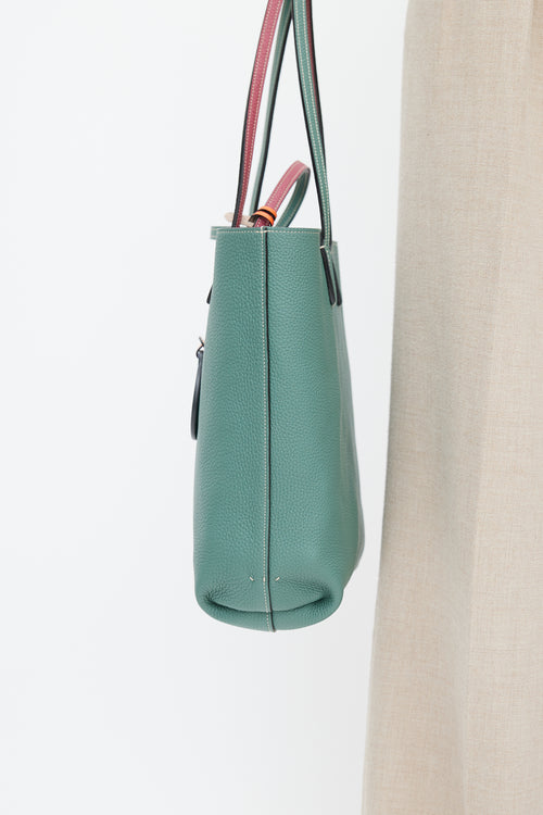Moynat Green & Pink Reversible Leather Tote