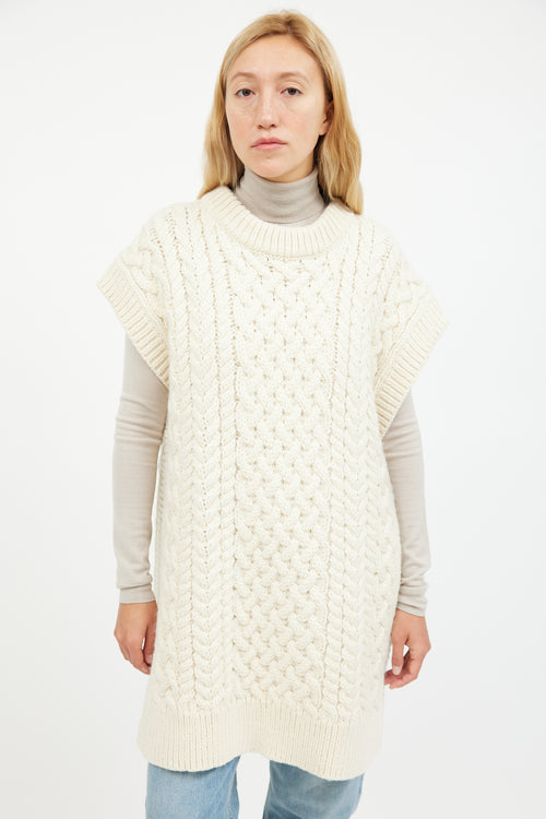 Mr Mittens Cream Wool Cable Knit Vest