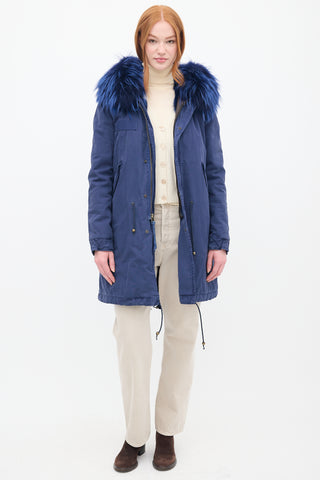 Mr & Mrs Italy Navy Fur Lined Parka