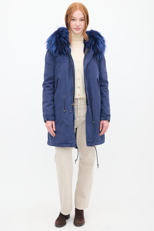 Mr & Mrs Italy Navy Fur Lined Parka