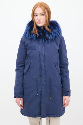 Mr & Mrs Italy Navy Fur Lined Parka