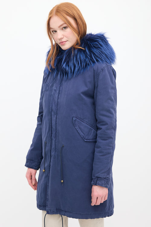 Mr & Mrs Italy Navy Fur Lined Parka