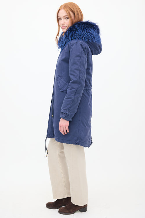 Mr & Mrs Italy Navy Fur Lined Parka