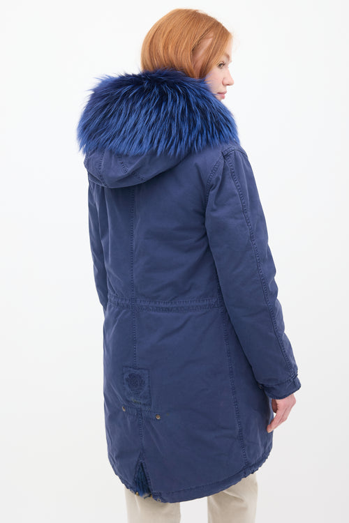 Mr & Mrs Italy Navy Fur Lined Parka