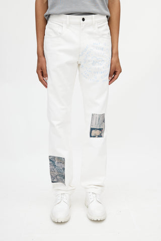 Mr. Saturday White & Multicolour Mudd Club Patch Jeans