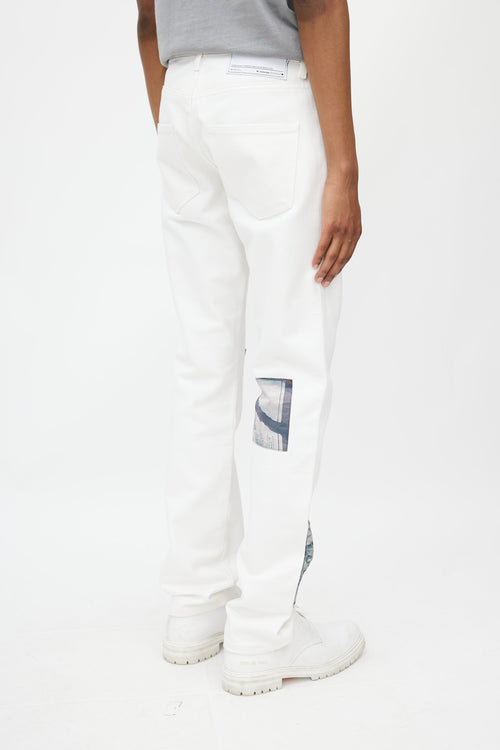 Mr. Saturday White & Multicolour Mudd Club Patch Jeans