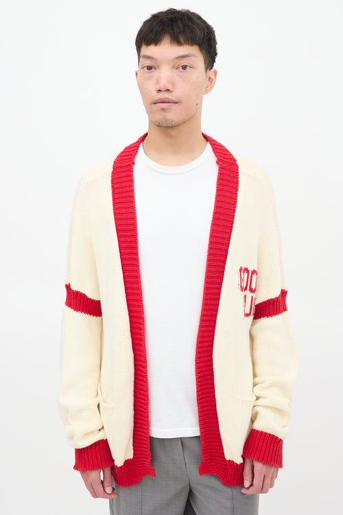 Mr. Saturday Cream & Red Cotton Good Luck Cardigan