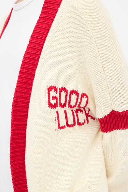 Mr. Saturday Cream & Red Cotton Good Luck Cardigan