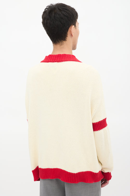 Mr. Saturday Cream & Red Cotton Good Luck Cardigan