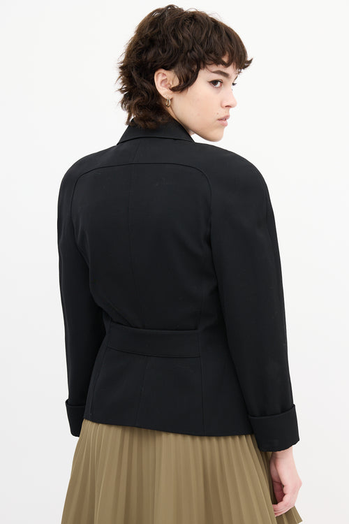 Mugler 1990s Black Wool Peak Lapel Blazer