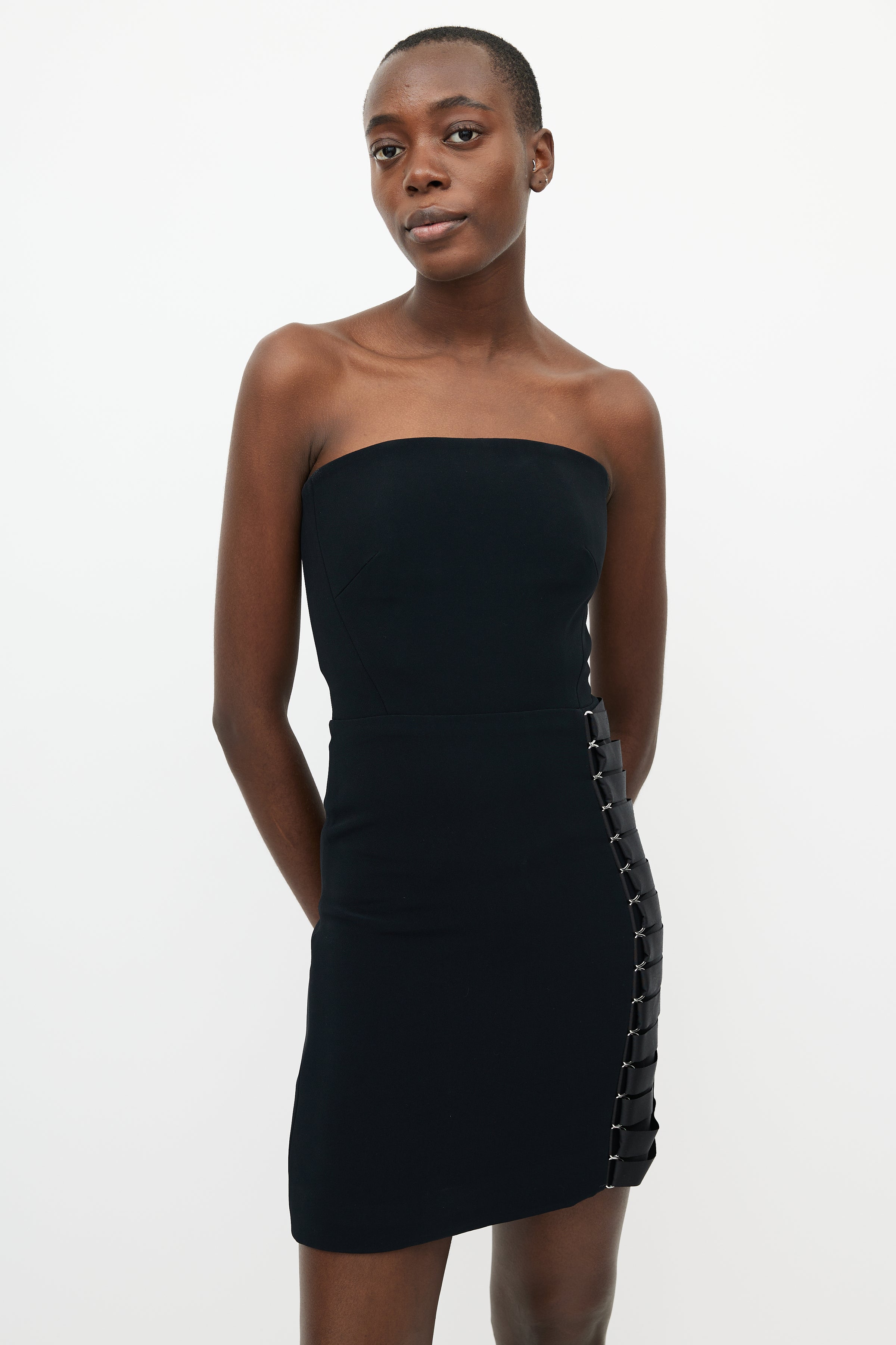 mugler black mini dress Mugler: Black Star Long Sleeve Minidress