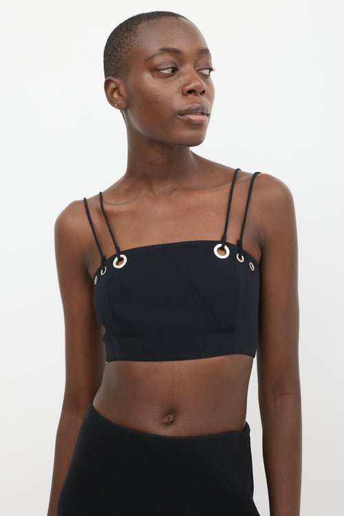 Mugler Black & Silver Eyelet Top