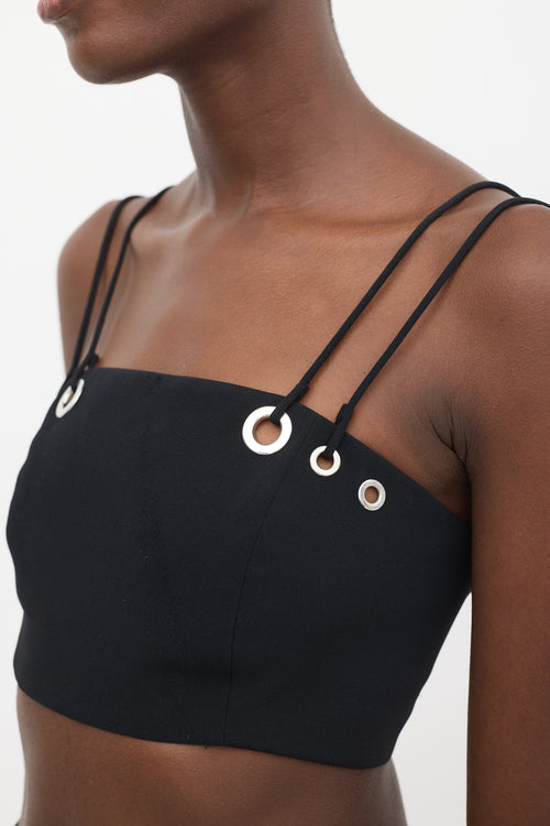 Mugler Black & Silver Eyelet Top