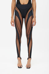 Mugler Black Spiral Mesh Legging