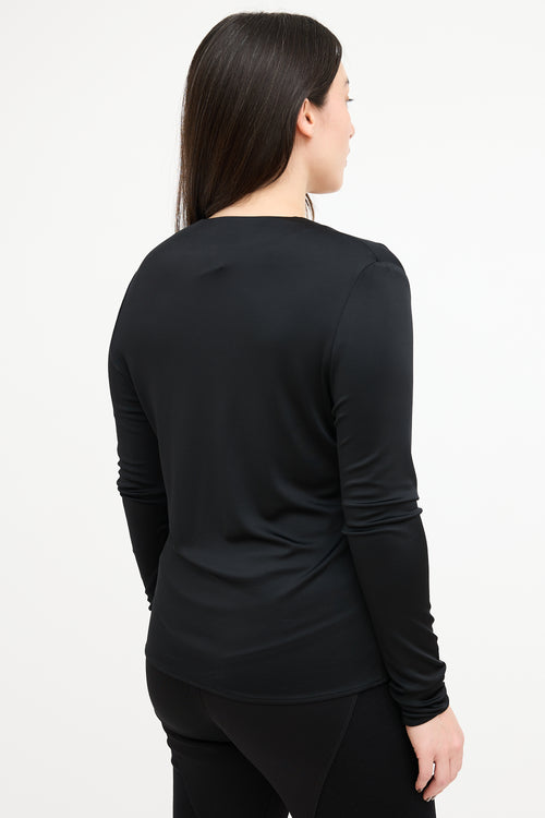 Mugler Black Toggle V-Neck Top