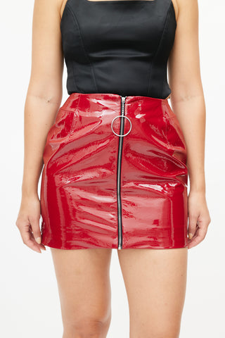 Mugler Red & Silver Patent Skirt