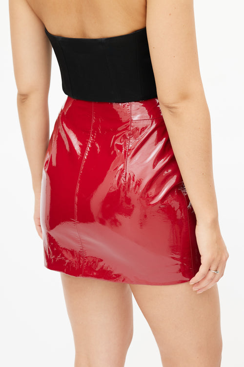 Mugler Red & Silver Patent Skirt