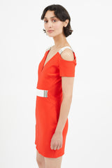 Mugler Red & White Belted Dress