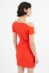 Mugler Red & White Belted Dress