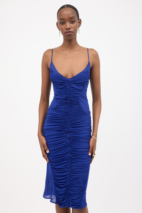 Mugler Ruched Sheer Midi Dress