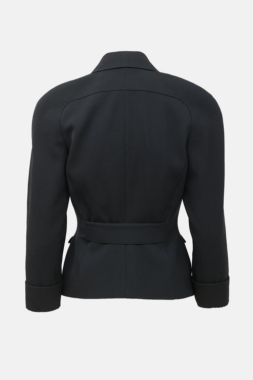 Mugler 1990s Black Wool Peak Lapel Blazer