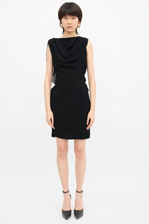 Mugler Vintage Draped Fringe Cocktail Dress