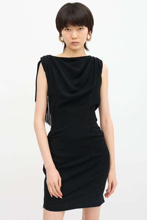 Mugler Vintage Draped Fringe Cocktail Dress