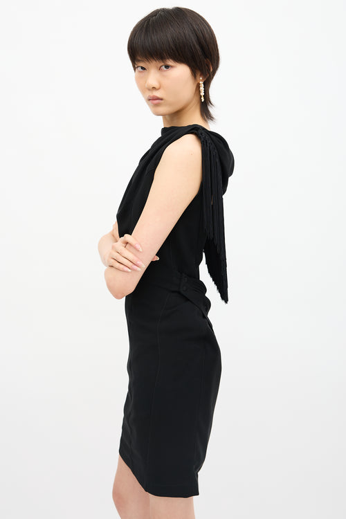 Mugler Vintage Draped Fringe Cocktail Dress