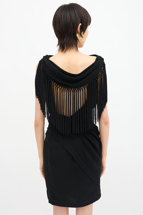Mugler Vintage Draped Fringe Cocktail Dress