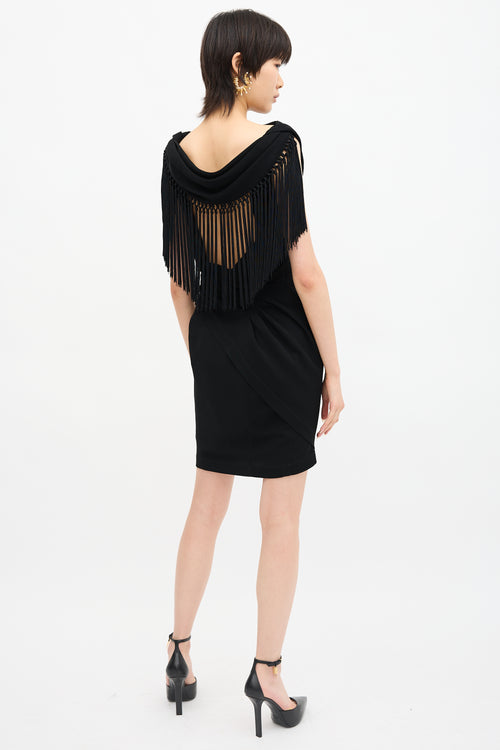 Mugler Vintage Draped Fringe Cocktail Dress