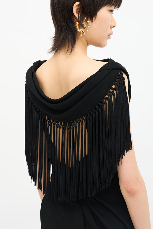 Mugler Vintage Draped Fringe Cocktail Dress