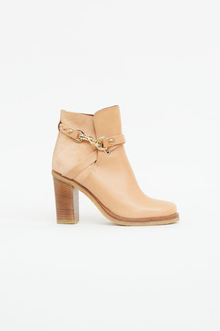 Mulberry Beige Buckle Leather Booties