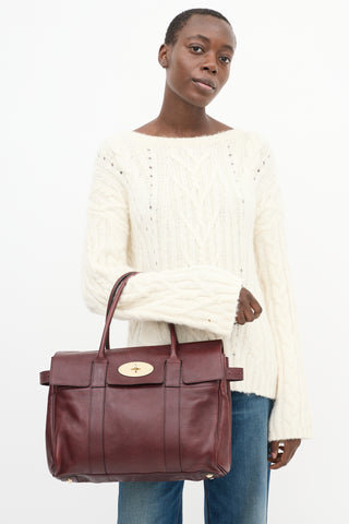 Mulberry Burgundy Pebbled Leather Baysweater Tote Bag