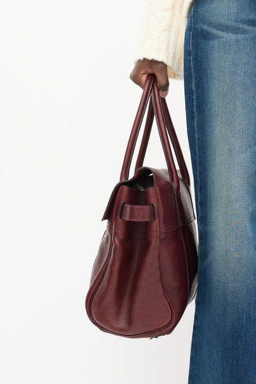 Mulberry Burgundy Pebbled Leather Baysweater Tote Bag