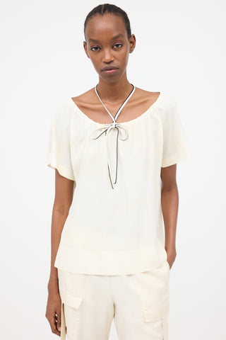 Fendi Satin Drawstring Blouse