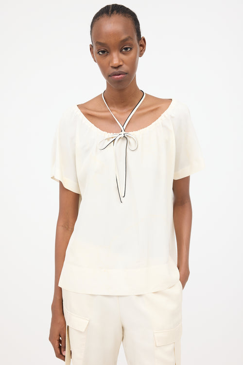 Fendi Satin Drawstring Blouse