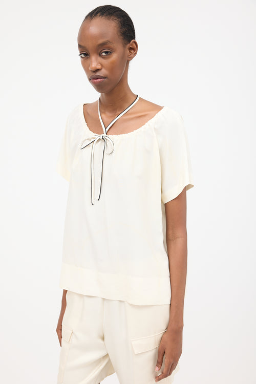 Fendi Satin Drawstring Blouse